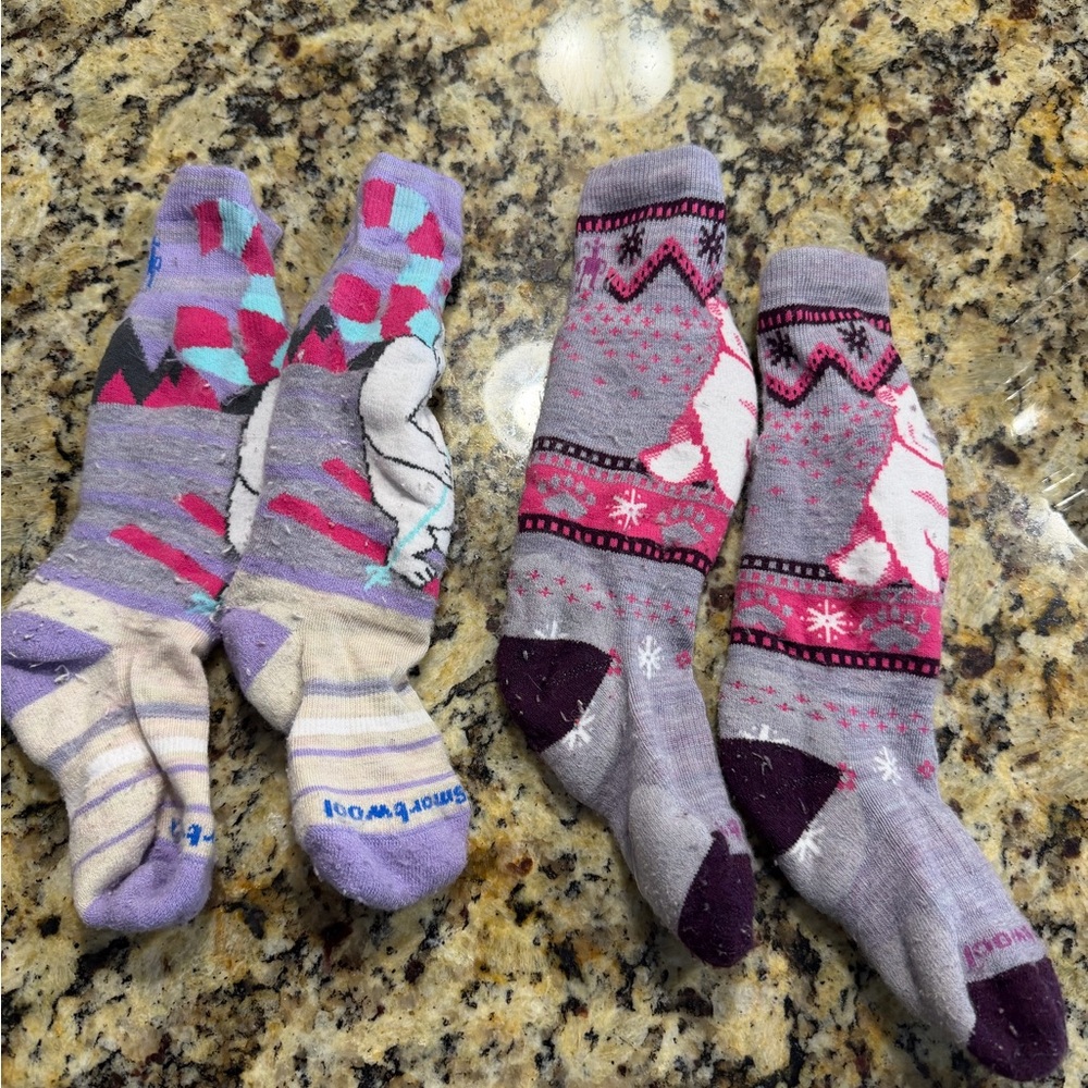 Smartwool Kids Patterned Socks - Purple and Gray
